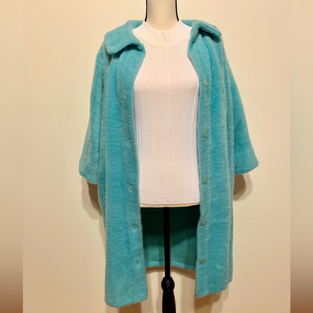 Vintage Fuzzy Blue Mod Go-Go Pea Coat